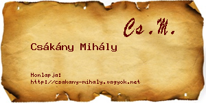 Csákány Mihály névjegykártya